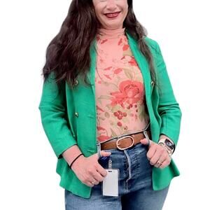 Carol Brent Green Linen Vintage Blazer Sz 12